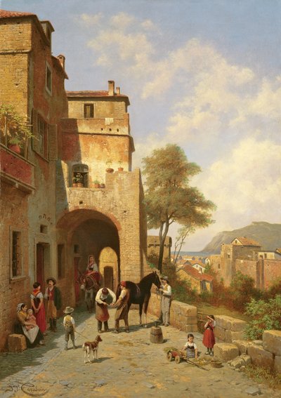 View of Spottorno on the Mediterranean Coast, 19th Century by Jacques Carabain